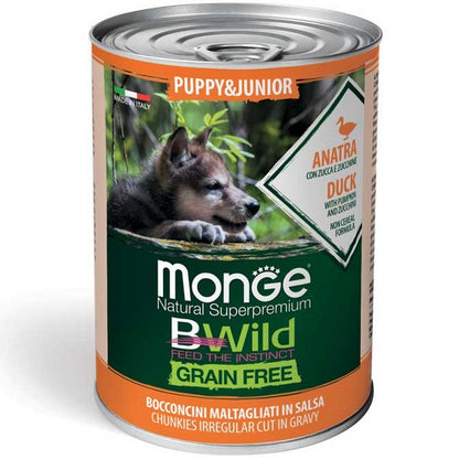 Monge Bwild Grain Free Puppy&Junior Anatra con zucca e zucchine 400g