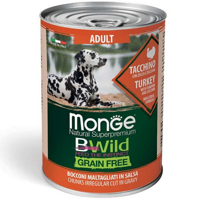 Monge Bwild Grain Free All Breeds Adult Tacchino con zucca e zucchine 400g - MONGE - 34318134149336