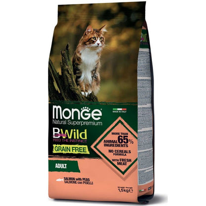Monge BWild Gatto Grain Free Adult Salmone con piselli