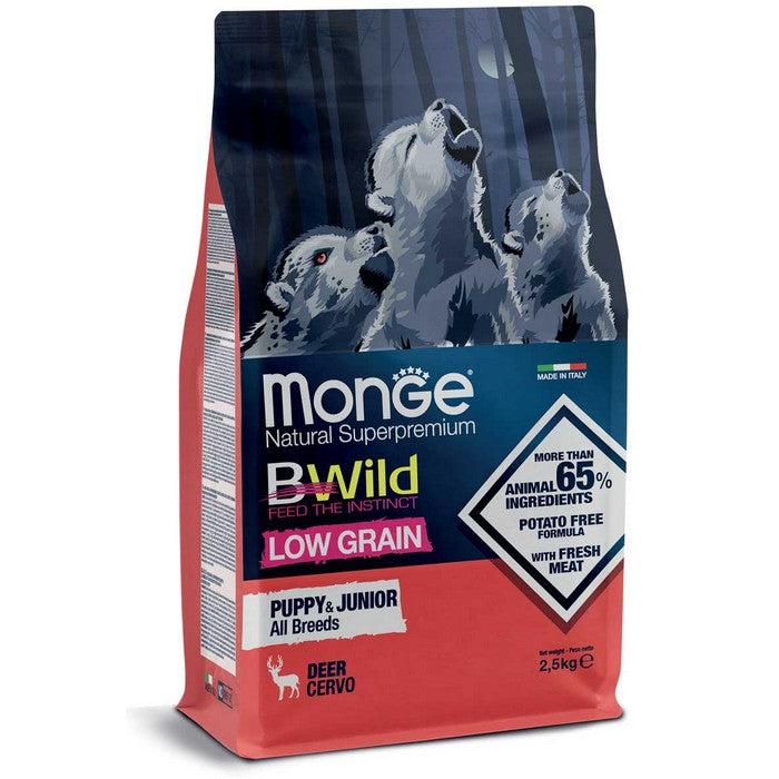 Monge Bwild Low Grain All Breeds Puppy & Junior Cervo - MONGE - 34318146568408