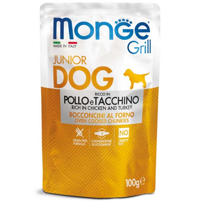 Monge Grill Bocconcini - Ricco in Pollo e Tacchino - Junior 100g - MONGE - 34318151647448