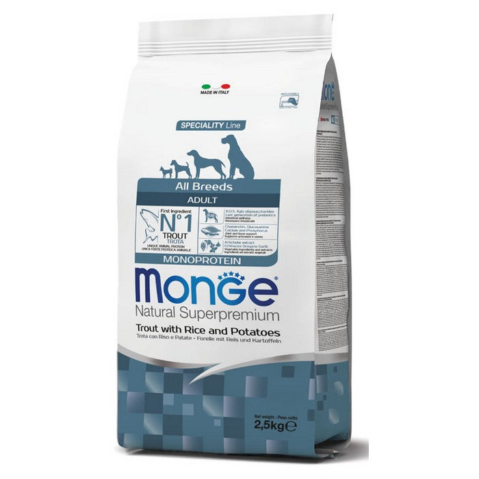 Monge Natural Superpremium All Breeds Adult Monoprotein Trota con Riso e Patate - MONGE - 34289959043288