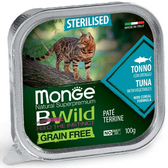 Monge BWild Gatto Grain Free Sterilised Tonno con ortaggi 100g - MONGE - 34318181040344