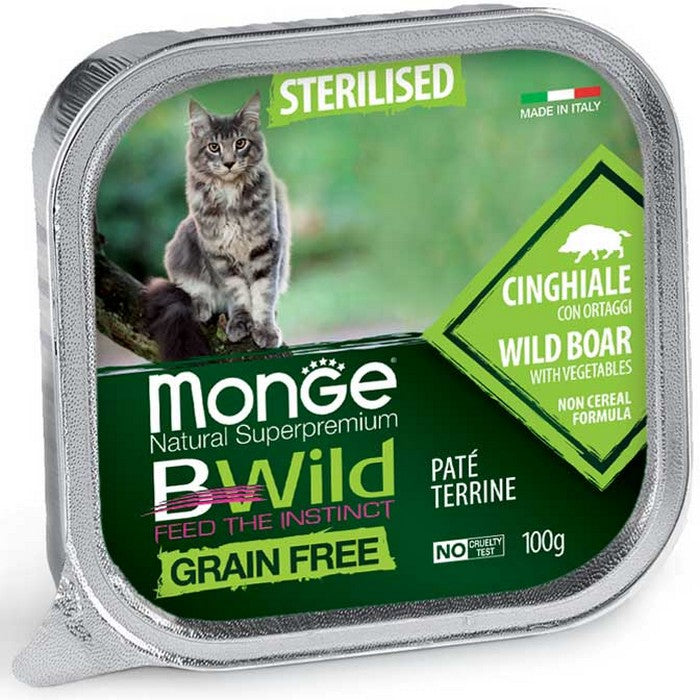 Monge BWild Gatto Grain Free Sterilised Cinghiale con ortaggi 100g - MONGE - 34318182187224
