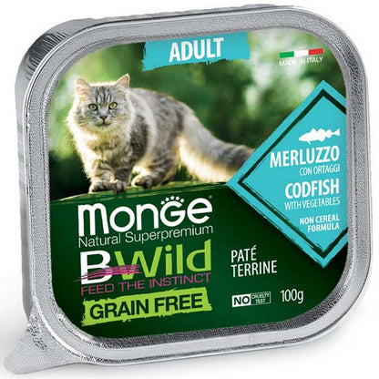Monge BWild Gatto Grain Free Adult Merluzzo con ortaggi 100g