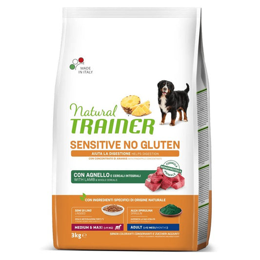 Natural Trainer Sensitive No Gluten Medium Maxi Adult con Agnello - NATURAL TRAINER - 64761895649658