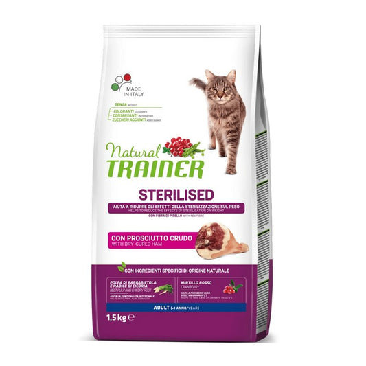 Natural Trainer Cat Adult Sterilised con Prosciutto crudo - NATURAL TRAINER - 64761837977978