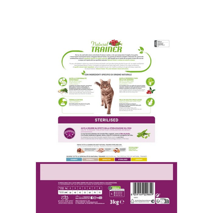 Natural Trainer Cat Adult Sterilised con Salmone - NATURAL TRAINER - 64761843745146