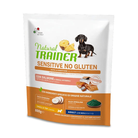 Natural Trainer Sensitive No Gluten Small&Toy Adult con Salmone - NATURAL TRAINER - 64761917768058