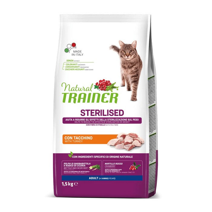 Natural Trainer Cat Adult Sterilised con Tacchino - NATURAL TRAINER - 64761846595962