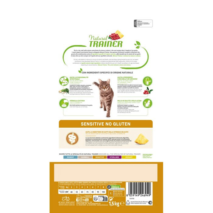 Natural Trainer Cat Adult Sensitive No Gluten Anatra - NATURAL TRAINER - 64761832309114
