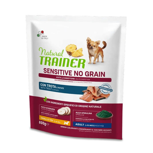 Natural Trainer Sensitive No Grain Small&Toy Adult con Trota - NATURAL TRAINER - 64761928679802
