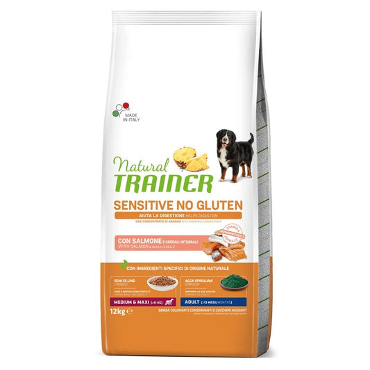 Natural Trainer Sensitive No Gluten Medium Maxi Adult con Salmone - NATURAL TRAINER - 64761901580666