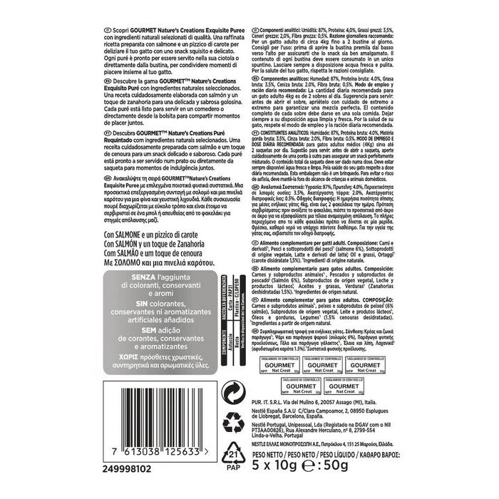 Purina Gourmet Nature's Creation Exquisite Puree con Salmone e carota 50g
