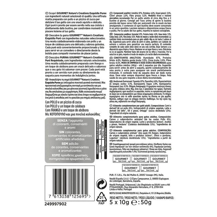 Purina Gourmet Nature's Creation Exquisite Puree con Pollo e zucca 50g