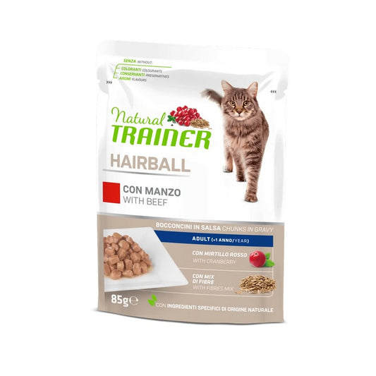Natural Trainer Cat Adult Hairball con Manzo 85g - NATURAL TRAINER - 64761817661818