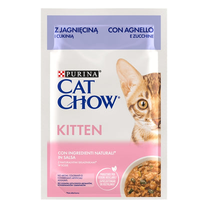 Purina Cat Chow Kitten pezzetti in salsa con agnello e zucchine 85g