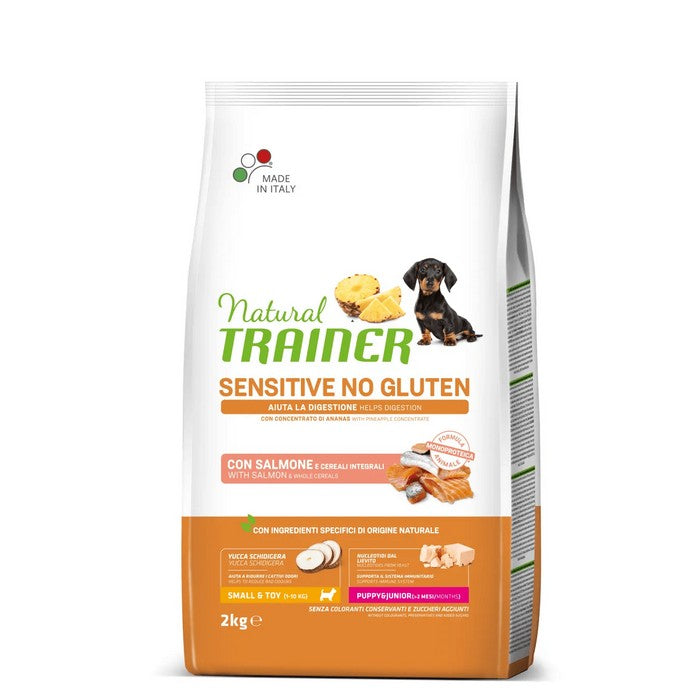 Natural Trainer Sensitive No Gluten Small&Toy Puppy Junior con Salmone - NATURAL TRAINER - 64761922322810