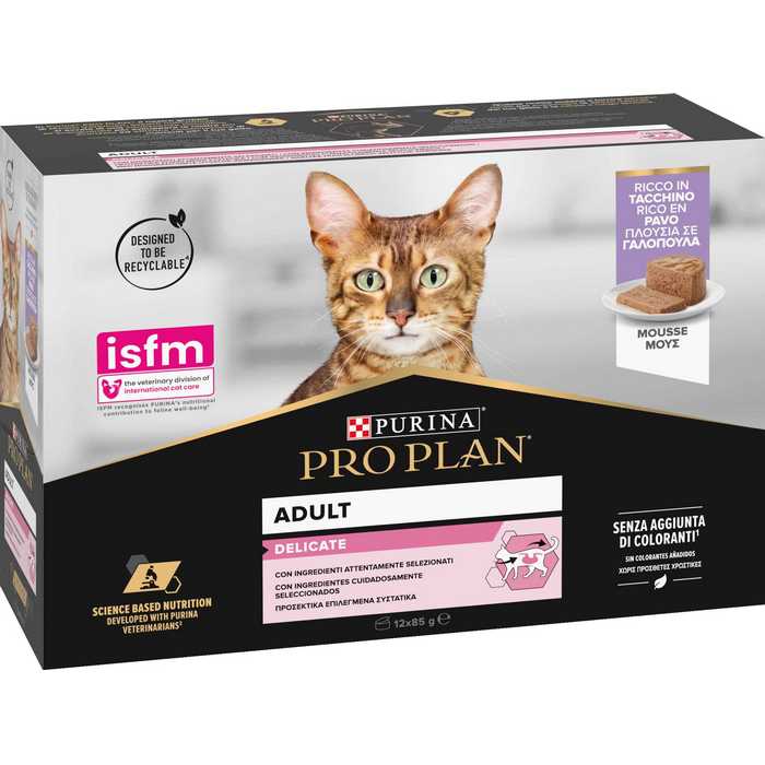 Purina Pro Plan Adult Delicate Mousse con tacchino 12x85g