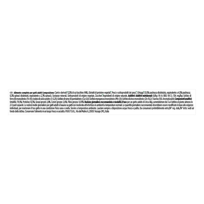 Purina Gourmet Nature's Creations ricco in Tacchino con spinaci e pastinaca 85g