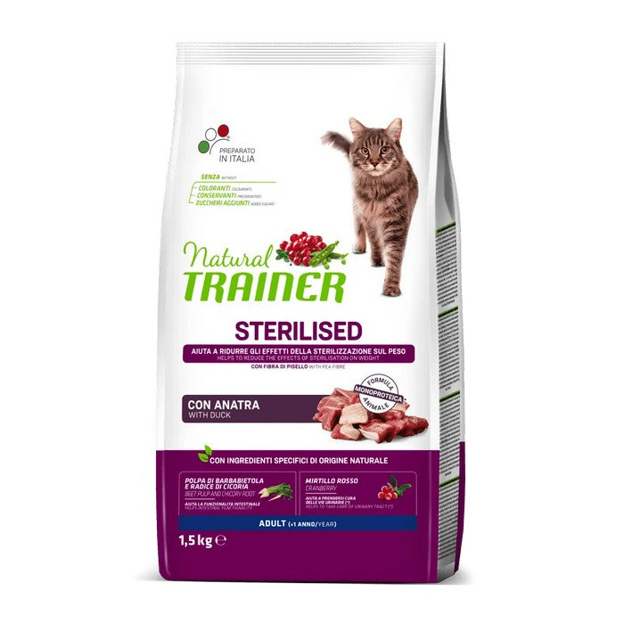 Natural Trainer Cat Adult Sterilised con Anatra - NATURAL TRAINER - 64761836896634