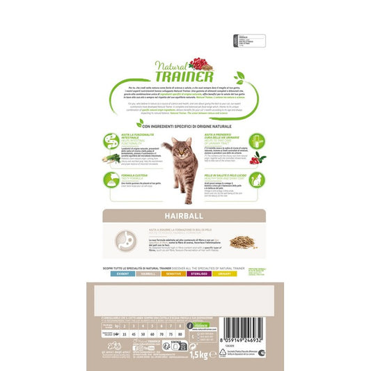 Natural Trainer Cat Adult Hairball con Pollo - NATURAL TRAINER - 64761818841466