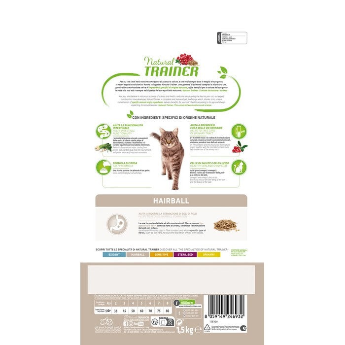 Natural Trainer Cat Adult Hairball con Pollo