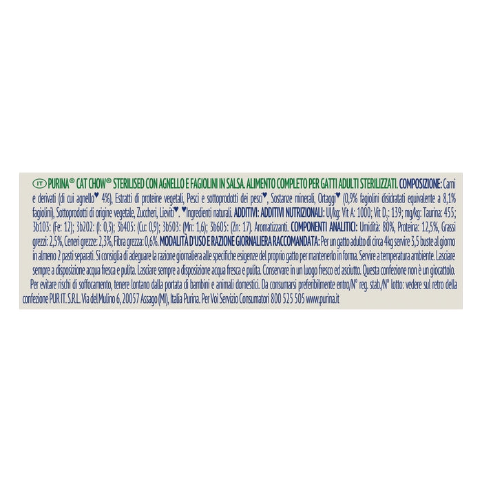 Purina Cat Chow Adult Sterilised con agnello e fagiolini in salsa 85g - PURINA - 66184459878778