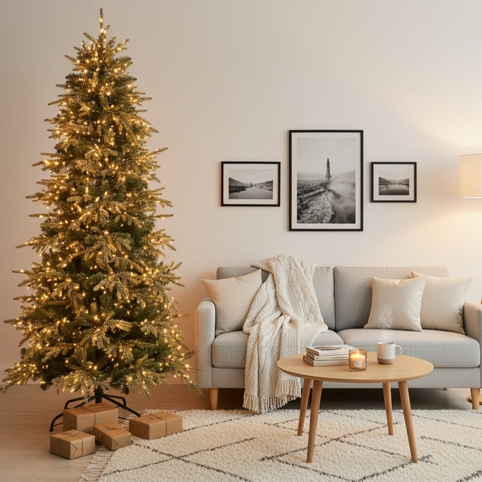 Albero di Natale verde realistico con luci bianco caldo - Big Sky Slim