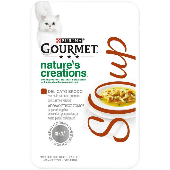 Purina Gourmet Nature's Creations Soup con pollo e pesce 40g