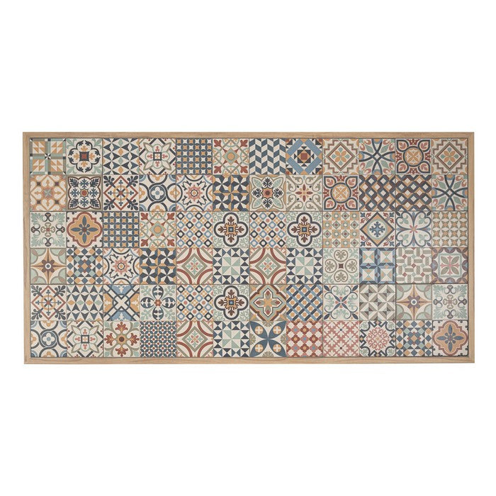 Tavolo rettangolare in alluminio effetto legno, con mattonelle in porcellana 206x106 cm - Kalimera
