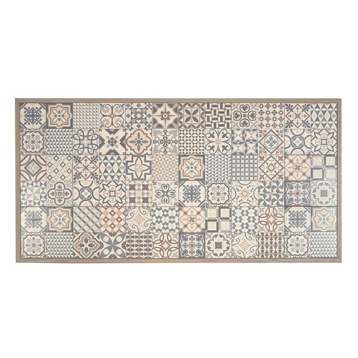 Tavolo rettangolare in alluminio effetto legno, con mattonelle in porcellana 206x106 cm - Kalimera