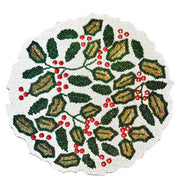 Tovaglietta natalizia con perline di vetro colorate 36 cm - Foglie e bacche