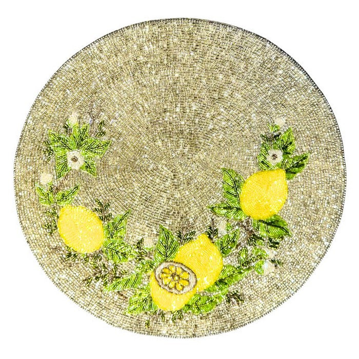 Tovaglietta tonda con perline di vetro colorate 36 cm - Limoni