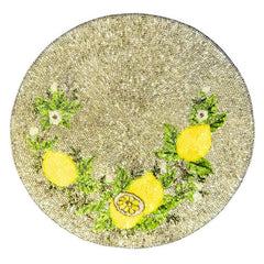Tovaglietta tonda con perline di vetro colorate 36 cm - Limoni