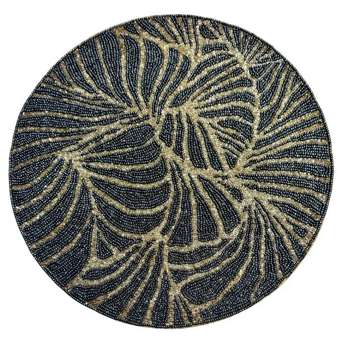 Tovaglietta tonda con perline di vetro colorate 36 cm - Black