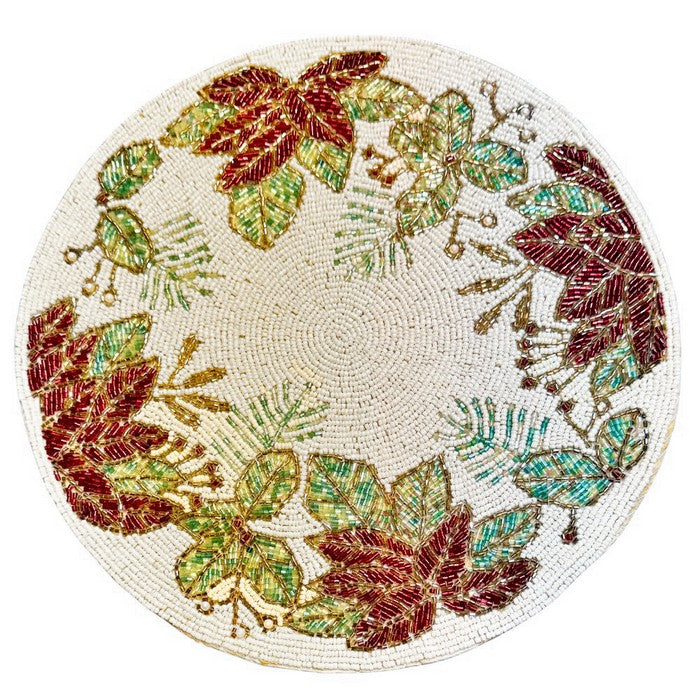 Tovaglietta natalizia con perline di vetro colorate 36 cm