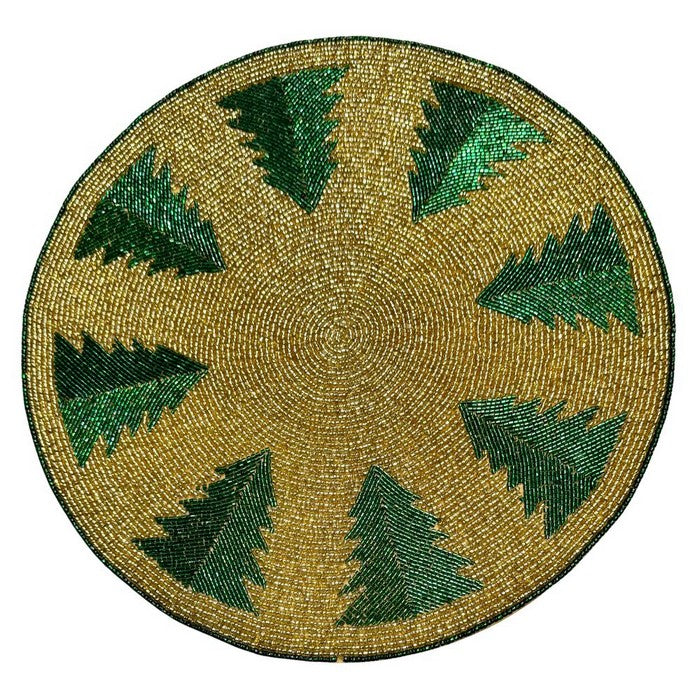 Tovaglietta natalizia con perline di vetro colorate 36 cm - Alberi