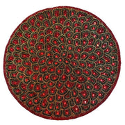 Tovaglietta tonda con perline di vetro colorate 36 cm - Red