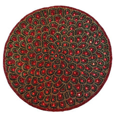 Tovaglietta tonda con perline di vetro colorate 36 cm - Red