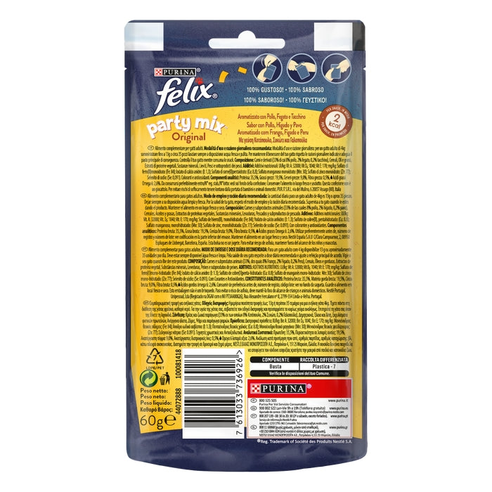 Purina Felix Party Mix Original con Pollo, fegato e tacchino 60g