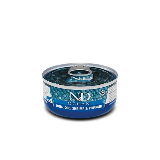 N&D Ocean Cat Tonno, merluzzo e gamberetti Adult 70g - FARMINA - 64826473775482