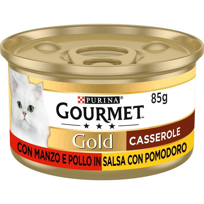 Purina Gourmet Gold Casserole con manzo e pollo in salsa con pomodoro 85g