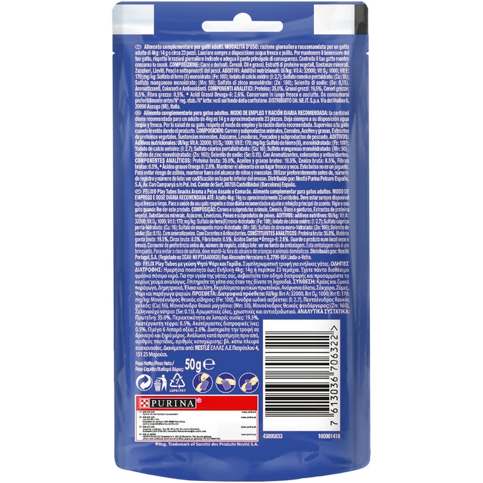 Purina Felix Play Tubes con pesce e gamberetti 50g
