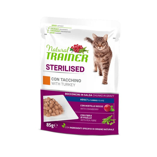 Natural Trainer Cat Sterilised Adult con Tacchino 85g - NATURAL TRAINER - 64761865109882