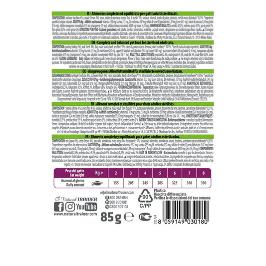 Natural Trainer Cat Sterilised Adult con Tacchino 85g - NATURAL TRAINER - 64761865109882