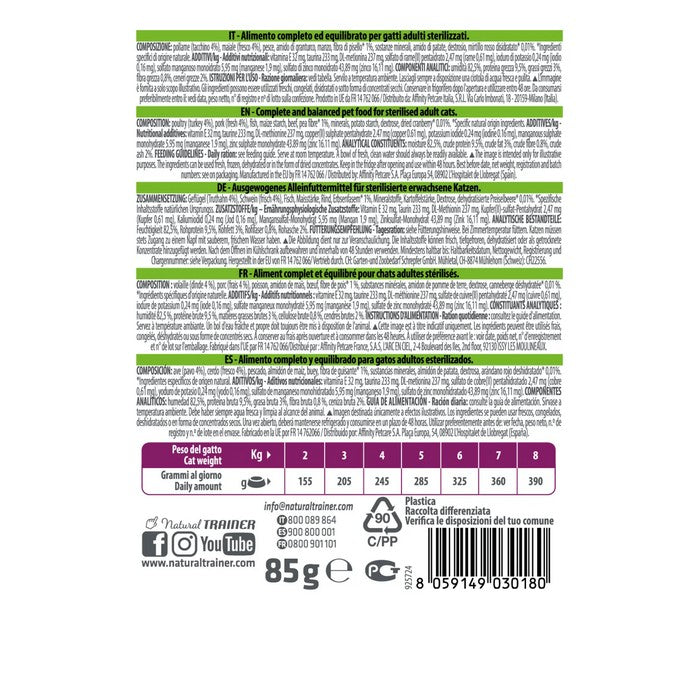 Natural Trainer Cat Sterilised Adult con Tacchino 85g