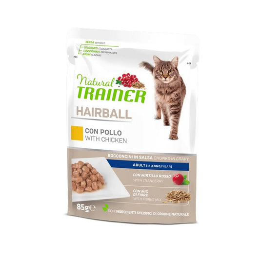 Natural Trainer Cat Adult Hairball con Pollo 85g - NATURAL TRAINER - 64761823789434