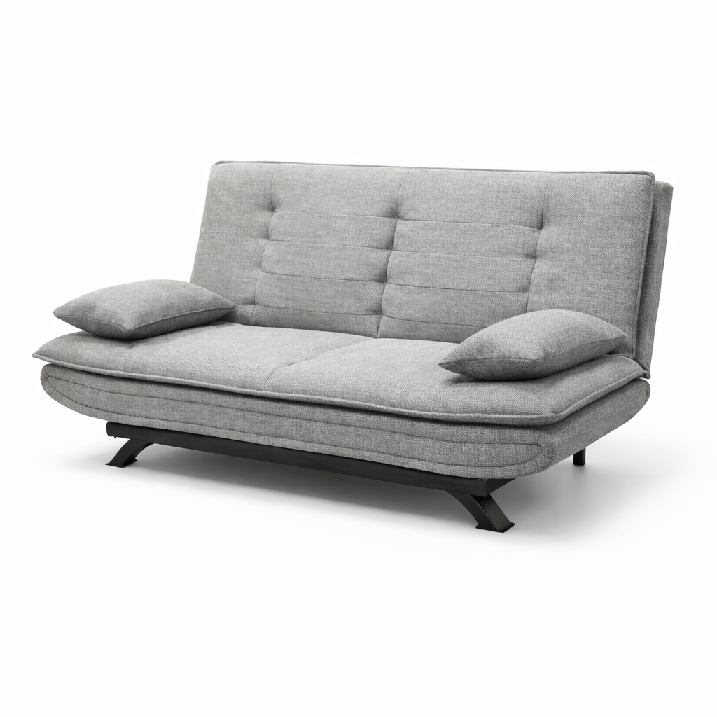 Divano letto in tessuto con gambe nere e cuscini - Vittoria