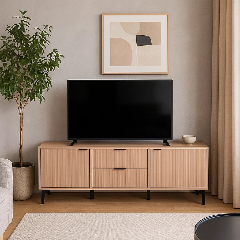 Mobile porta TV moderno con ante e cassetti in melamina legno - Lignum - BEST - 65894597951866